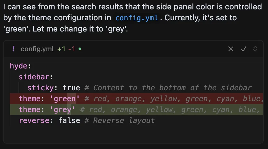 Cursor changing it from Green 🍏 to Grey 🐺